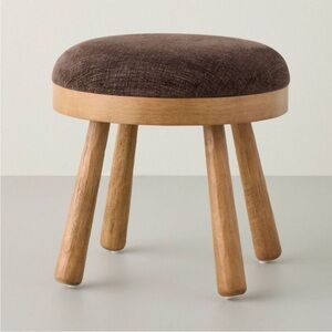 Hearth & Hand Upholstered Round Top Mid Century Wooden Stool